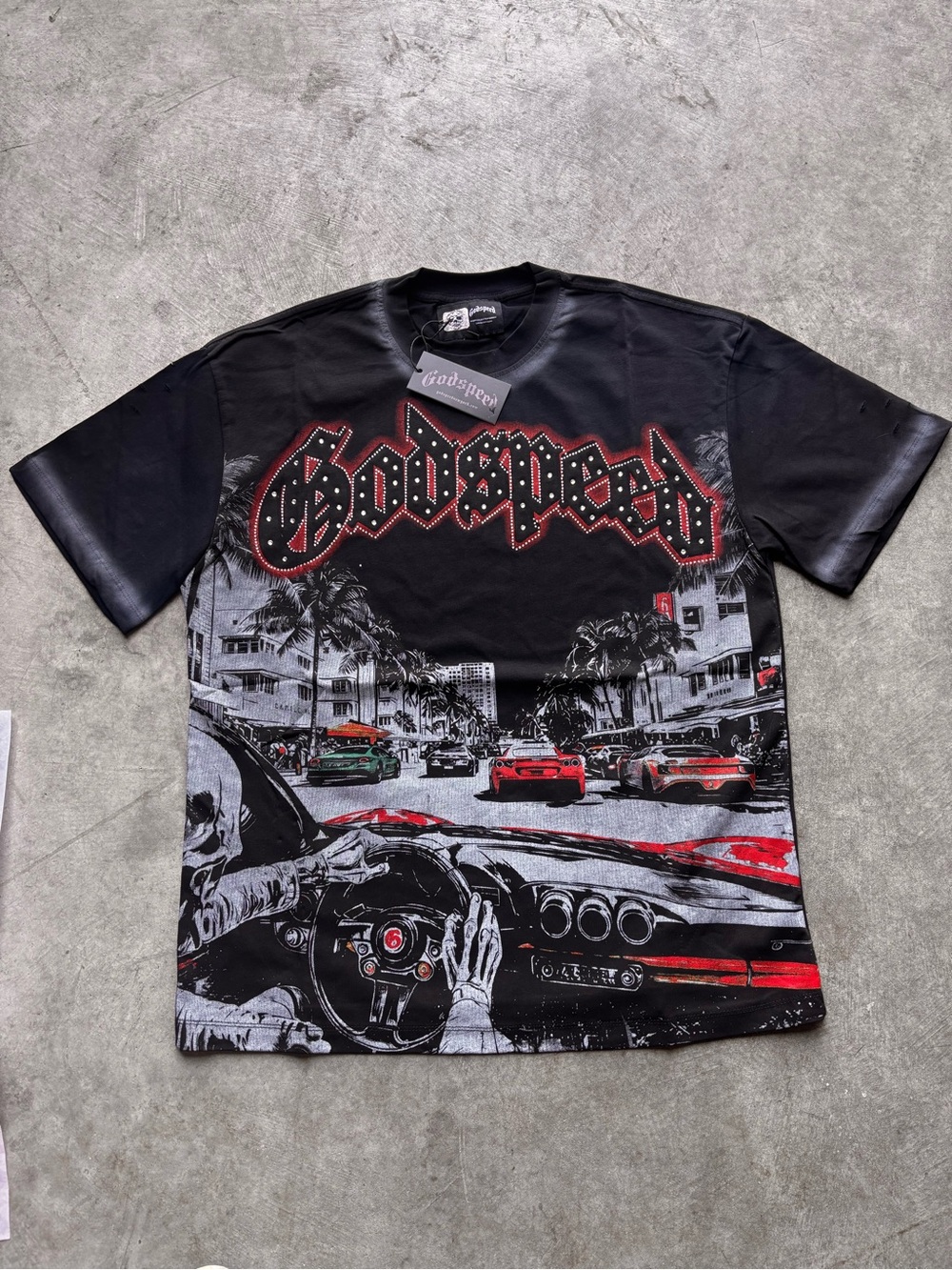 Men's Black Graphic Mami Racing Tee